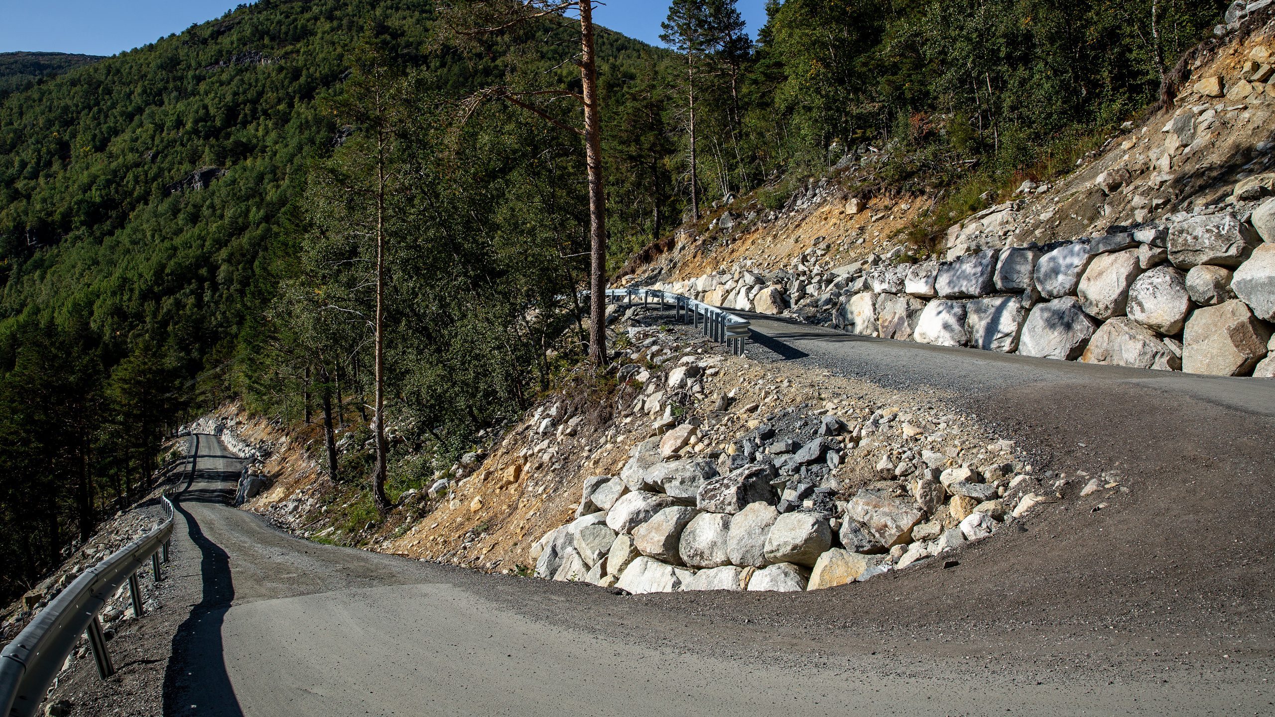 Steep gravel road in the mountains